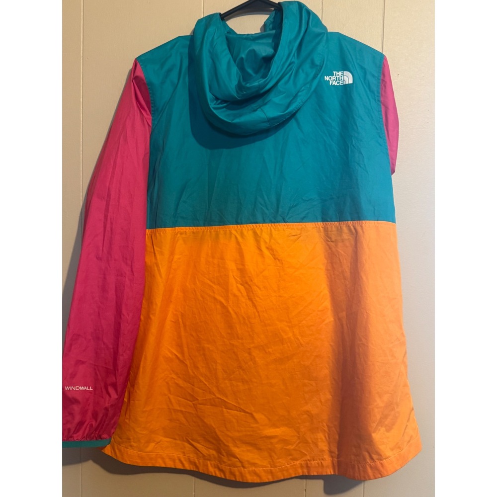 THE NORTH FACE Women M Teal Orange Pink  Fanorak Windbreaker Jacket  Packable - Picture 4 of 11